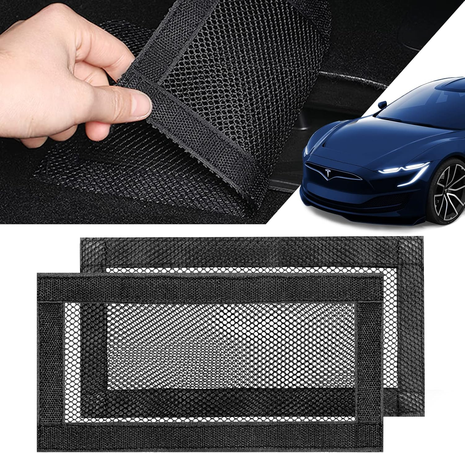 SARDVISA Backseat Air Vent Cover for Tesla Model 3 & Model Y, 2-Pack Rear Seat Air Condition Outlet Protector with Upgraded Mesh Cloth and Velcro, Car Air Vent Accessories for Tesla Model Y / 3 image number 4