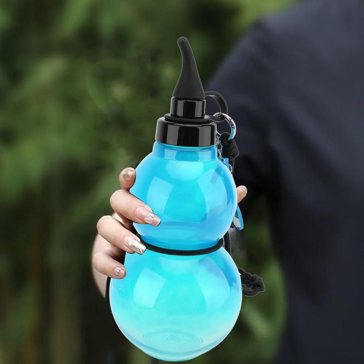 Bewinner Gourd Water Bottle, Gourd Sports Travel Water Bottle for Gym, 800ML Chinese Retro Inspired Gourd Style Water Bottle, Game Peripheral Gourd Water Bottle for Outdoor (Blue)