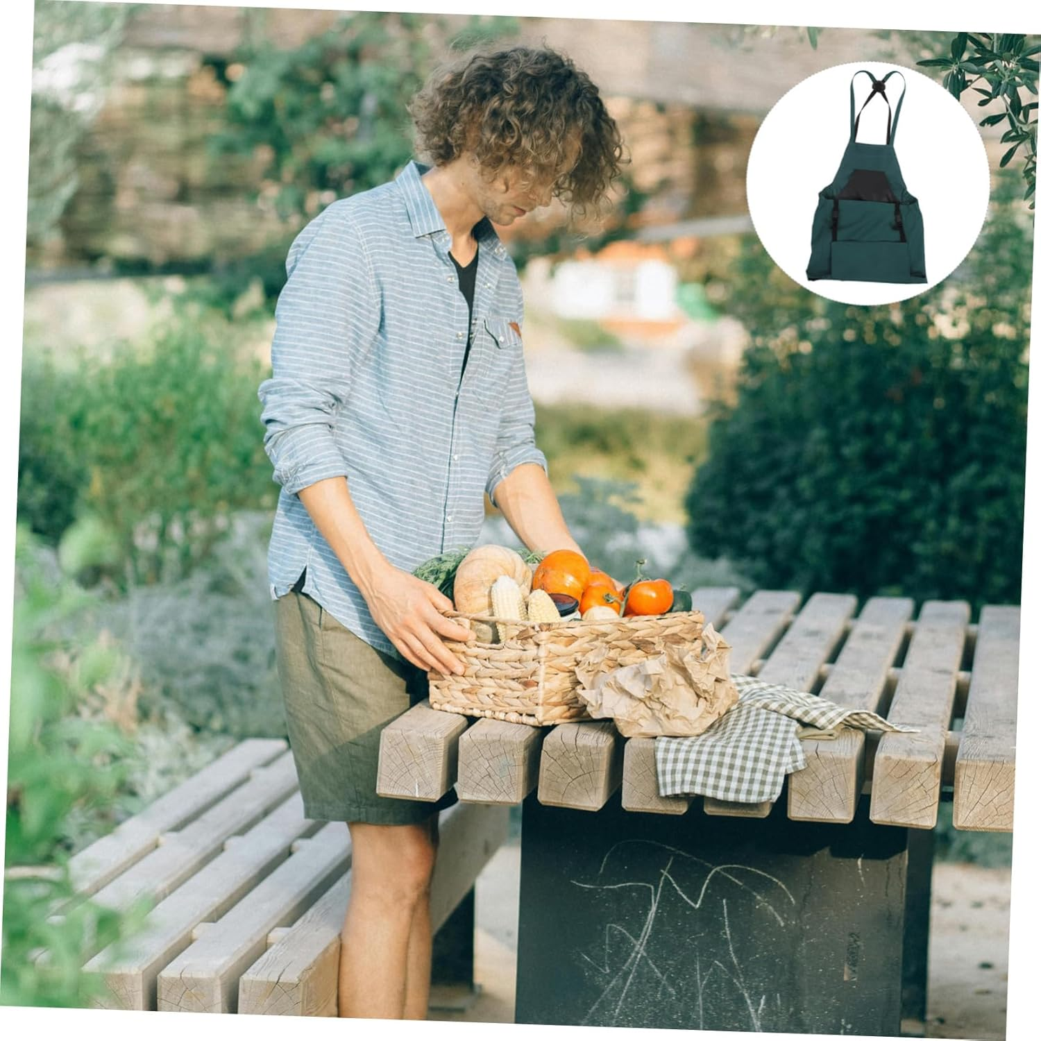 BESPORTBLE Large Pocket Apron for Picking Washable Gardening Apron Adjustable Harvesting for Garden Outdoor Use