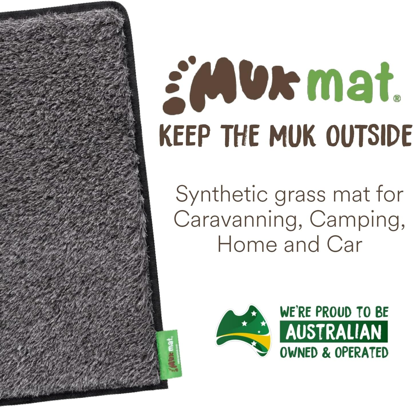 Muk Mat Original Artificial Grass Mat, Premium Door Mat, Indoor & Outdoor, Effective Dirt Trap, Water Resistant, Easy to Clean, Travel Essential, High Traffic Use, Heavy Duty, 50 X 65 Cm, Dark Grey image number 1