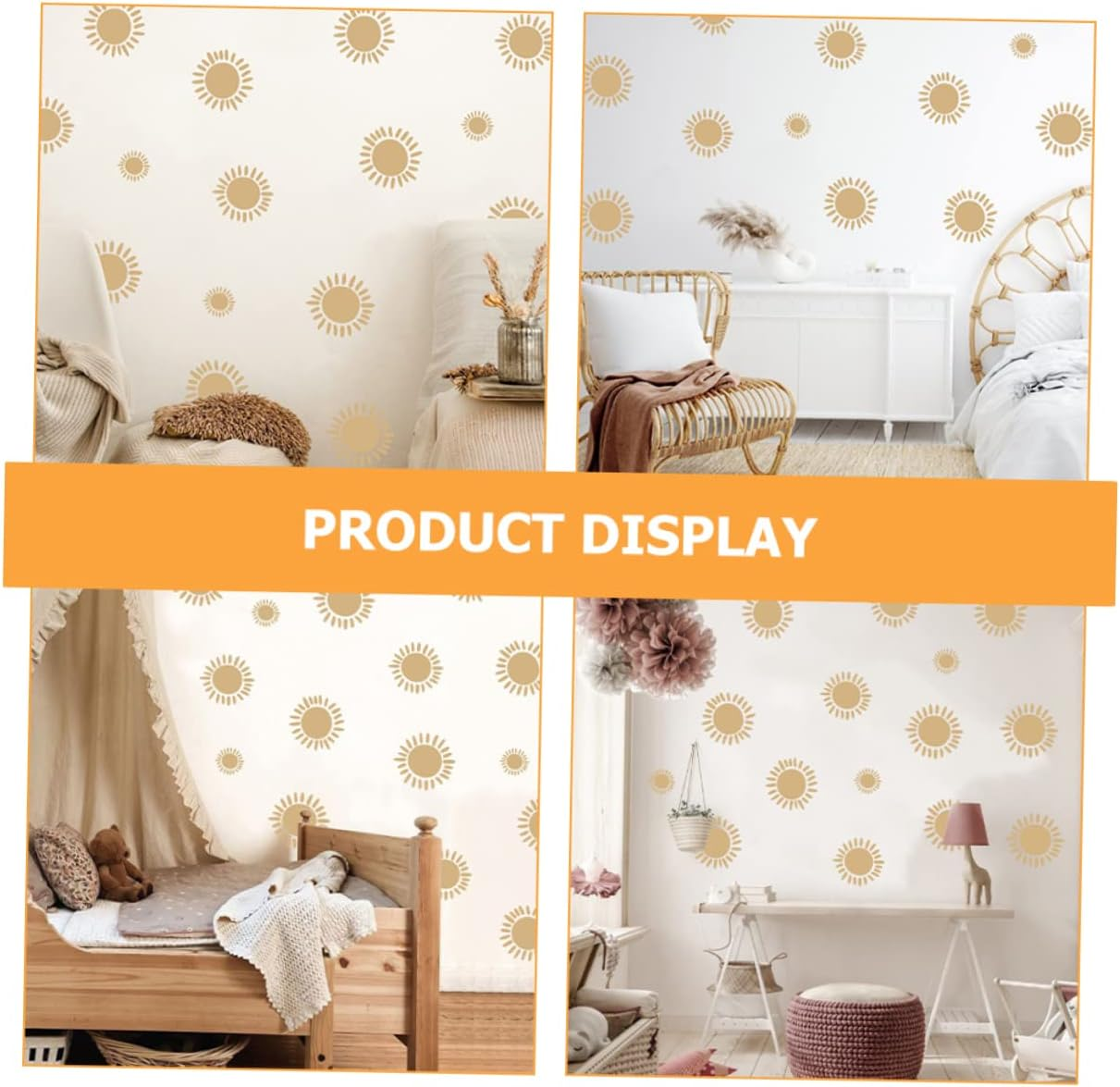 HOMSFOU 3Pcs Sun Wall Stickers Self-Adhesive Decals for Room Living Room Classroom Easy to Peel Removable No Sticky Residue Adorable Wall Art Decor image number 2