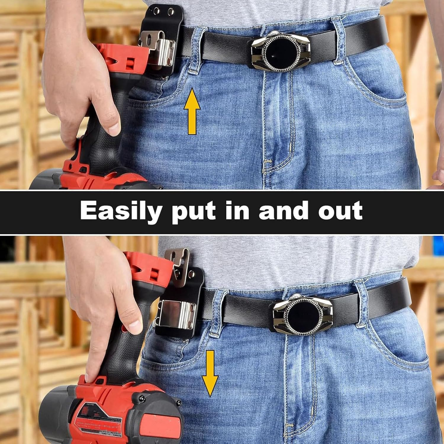 Jectse Stainless Steel Drill Belt Holder, Extended Length, Black, 2 Inch, Tool Holster, Tool Belt Holder image number 2