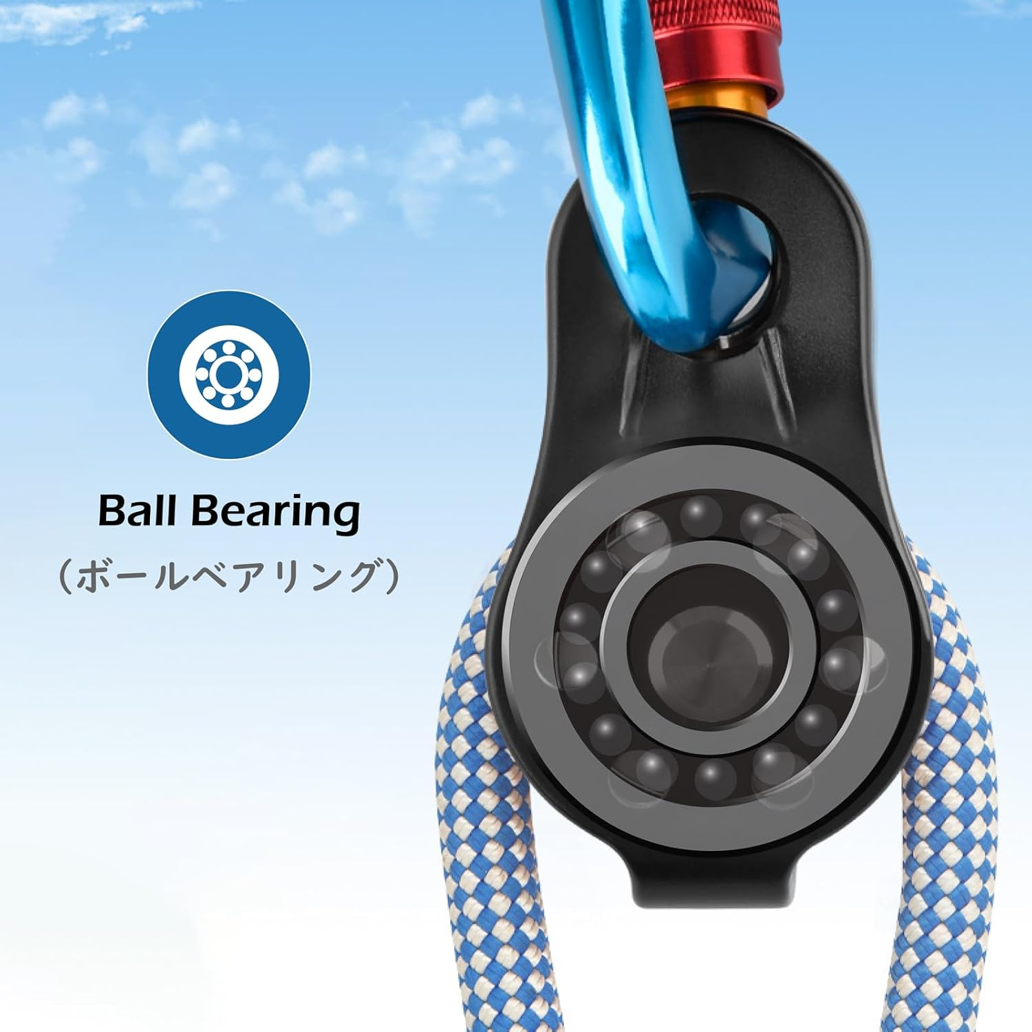 TRIWONDER 26Kn Climbing Pulley CE Certified Rescue Pulley Single Sheave Aluminum Fixed Eye Rock Rope Pulley (02 26Kn - Blue)