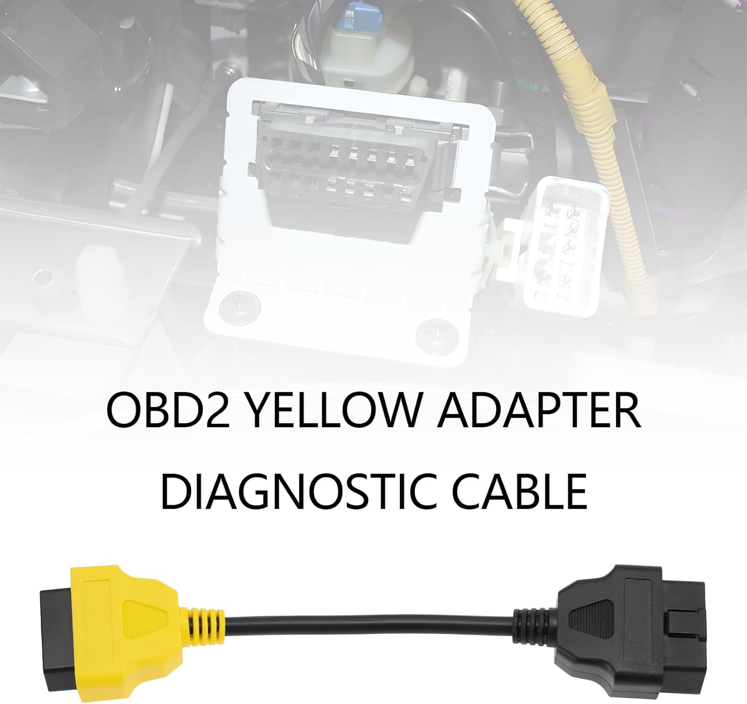 16 Pin to 16 Pin OBD2 Diagnostic Scanner Adapter Cable ECU Scanning Diagnostic Cable Lead Compatible with Fiat Scanning Diagnostic Tool Yellow and Black image number 4