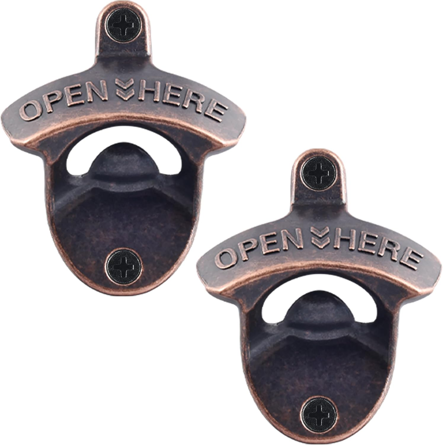 Vintage Copper Bottle Cap Opener Wall Mount, Retro Beer Bottle Opener with Screws for Homes Kitchen (Pack of 2) image number 3