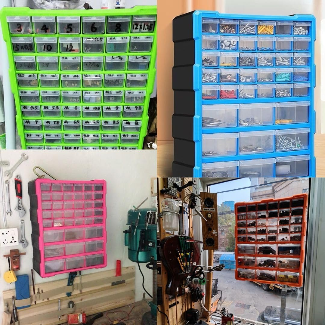 39-Drawer Plastic Storage Cabinet for Sorting Screws, Nuts & Tools &ndash; Wall Mountable Workshop Organiser with Small Parts Drawers, Ideal for Dividing Items in Garage & Craft Room image number 5