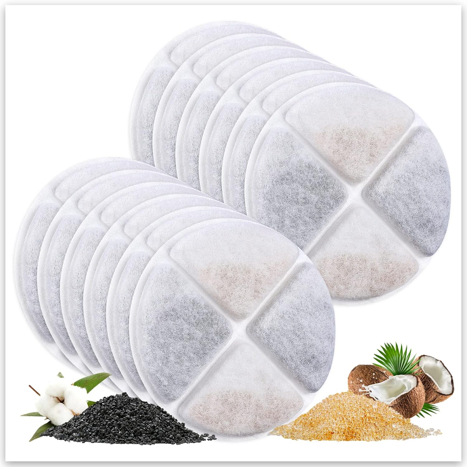 Myfatboss Cat Water Fountain Filters, 12 Pack Cat Filters for Water Fountain, Pet Water Fountain Filter Replacement, Pet Fountain Filter for Petnf 101 Oz/ 3 Liter Pet Water Fountain