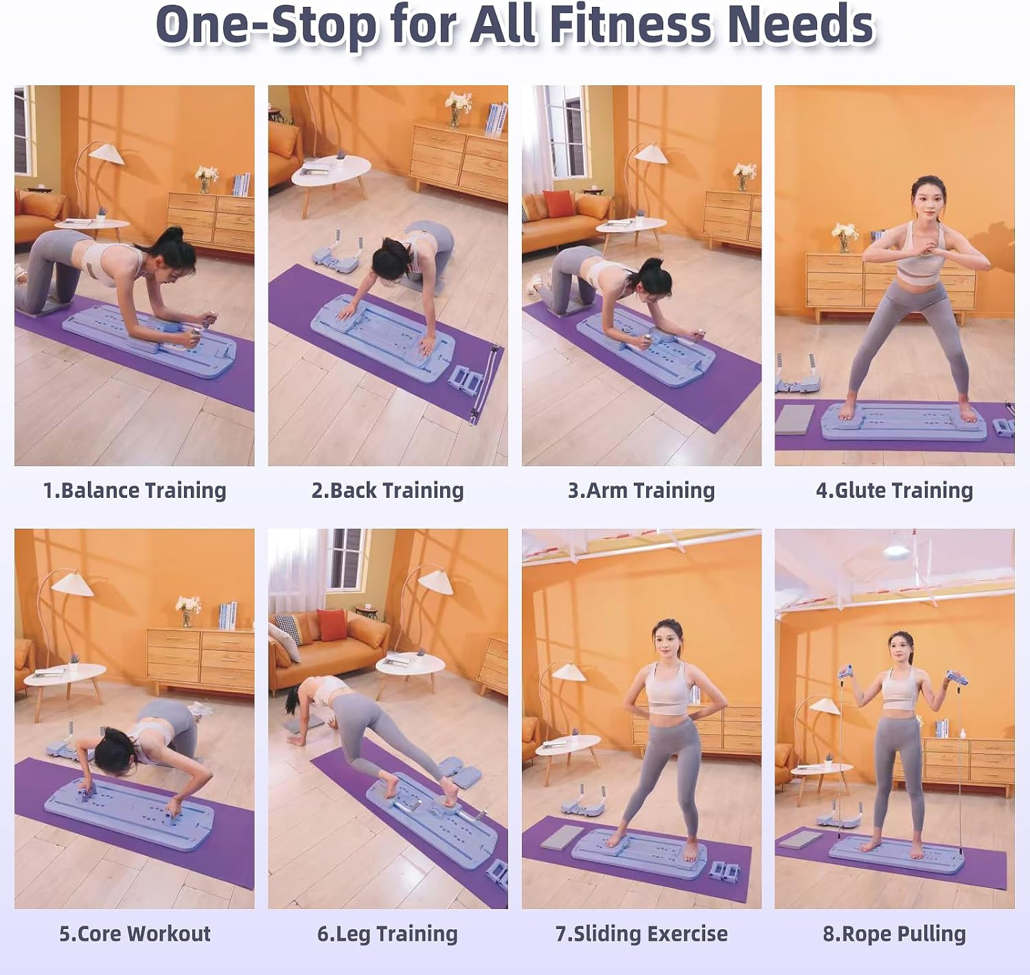 Advwin Pilates Reformer Machine,Multifunctional Abdominal Board,Pilates Board with Elbow Support|Kneeling Pad|Elastic Rope,Ab Exercise Board Home Fitness Equipment for Core Workout