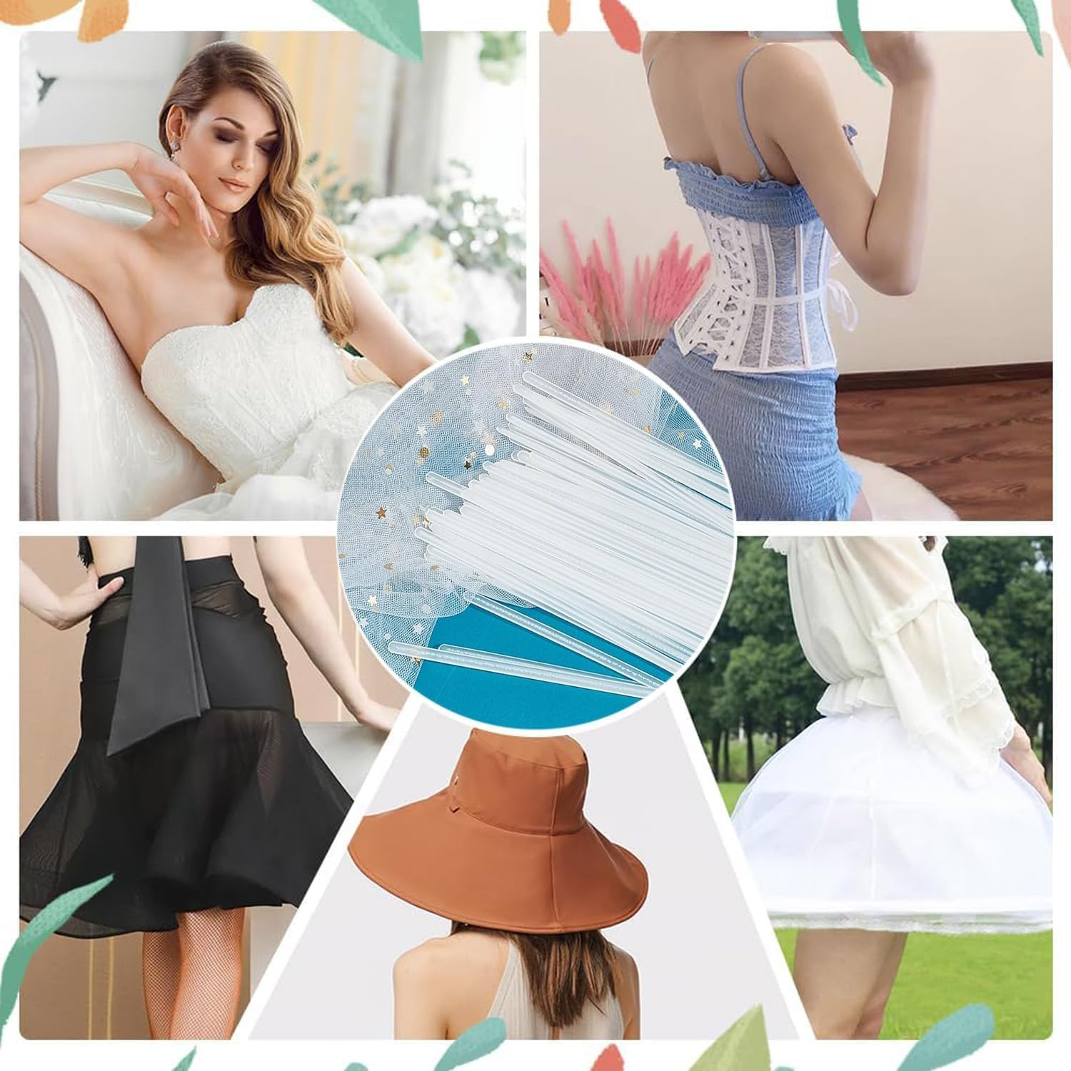 60Pcs Transparent Plastic Boning for Corset, Costume, Bra Underwires and Wedding Dress DIY image number 4