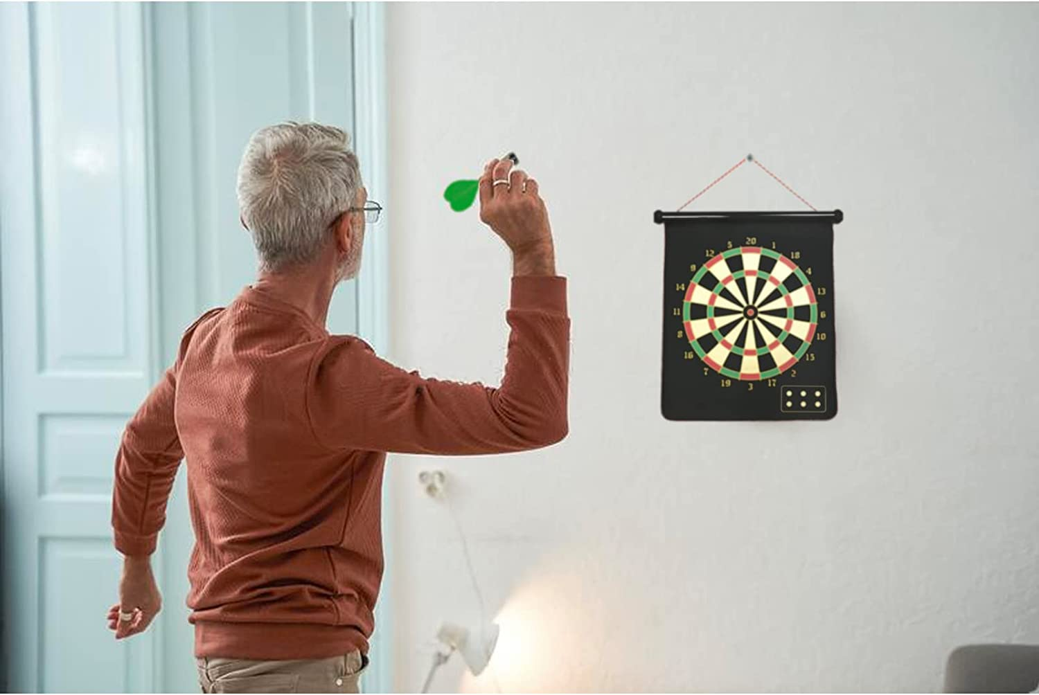 Magnetic Safe Dart Board with 12 Darts for Kids and Adults - Double-Sided Dartboard image number 6