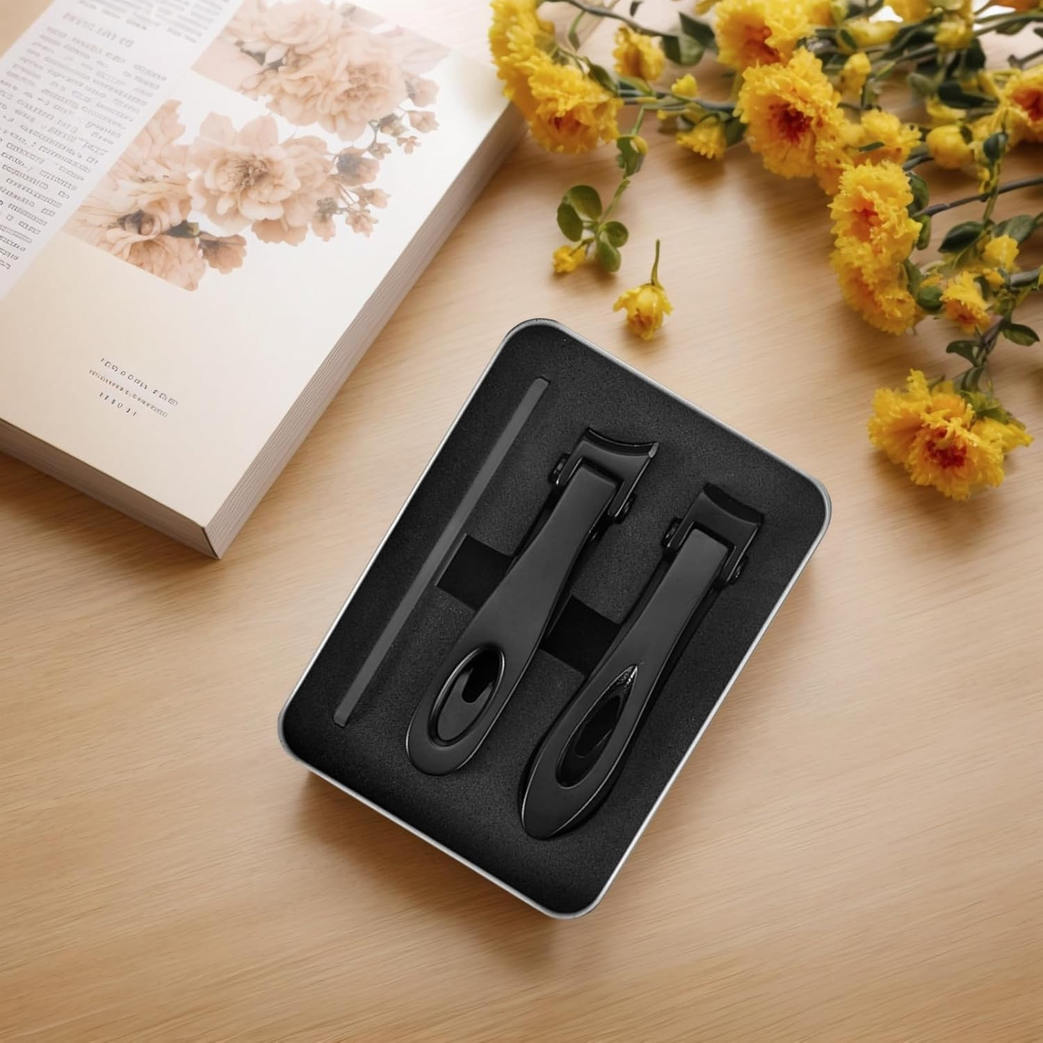 JZS Oversized Thick Nail Clippers for Thick Toenails or Tough Fingernails, Stainless Steel Toenail & Fingernail Cutter Trimmer, Set of 3, Black - Black image number 5