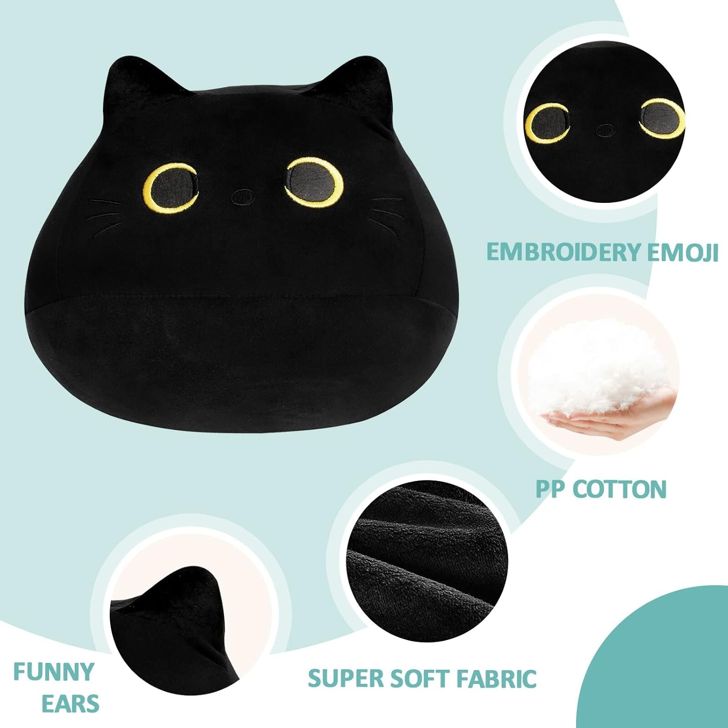 Black Cat Plush, Black Cat Plushie, Cat Plush, Cat Pillow Plush, Cat Pillow, Giant Cat Plush image number 3