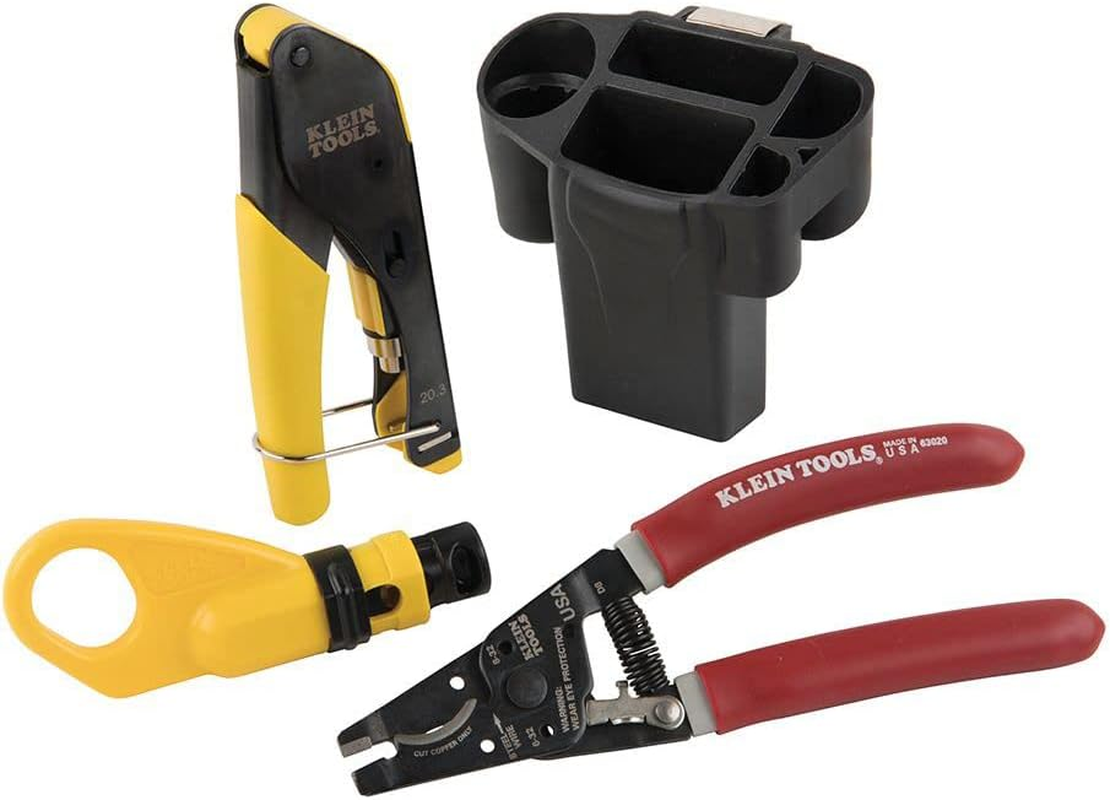 Klein Tools VDV011-852 Coax Cable Installation Kit with Hip Pouch, Includes Cable Cutter-Radial Stripper-Compression Crimper image number 1