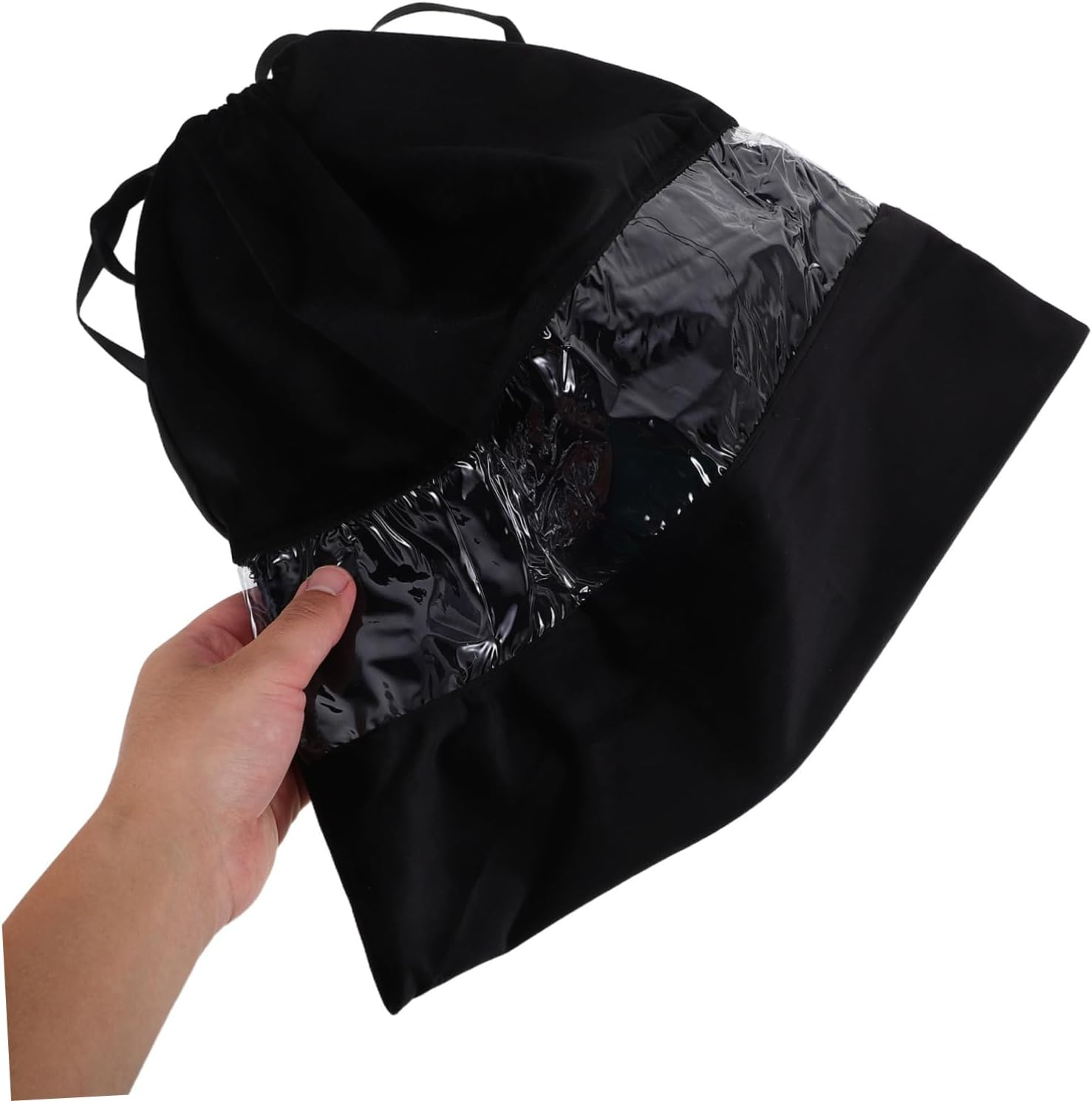 TOVINANNA Storage Bag Clear Tote Bag with Drawstrings Pvc Black image number 3