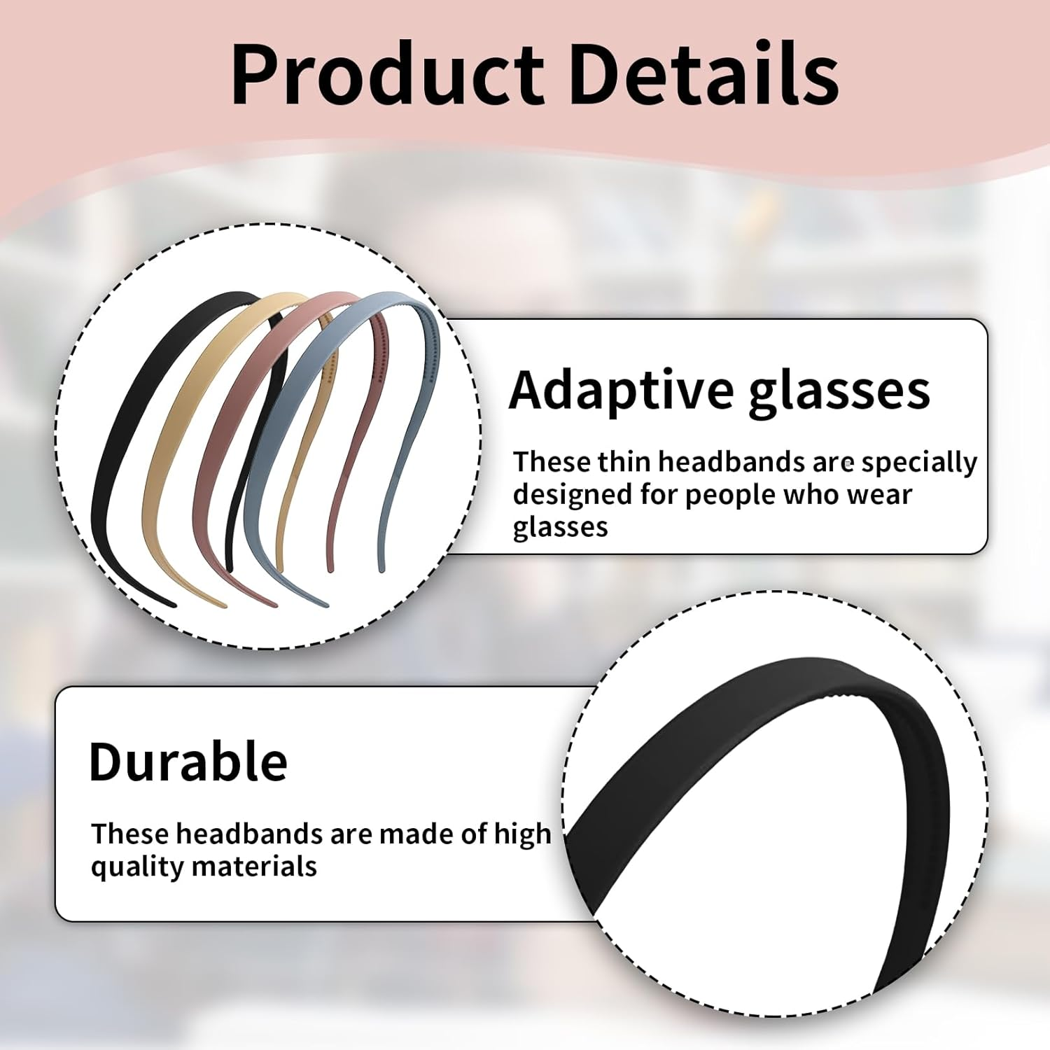 Pack of 4 Women'S Headbands, No Headache, Zigzag Hair Band, Thin, Flex Headband without Pressure, Hair Hoop for Glasses Wearers, Sunglasses Hair Hoops, Headband Matte Finish, Non-Slip with Teeth