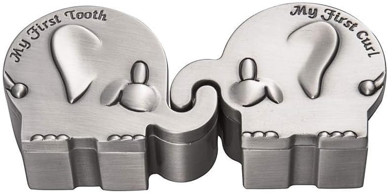 Feyarl First Curl and First Tooth Keepsake Box for Kids Metallic Engraved Elephant Shape (2.4 X 1.6 X 1.2 Inches) image number 1