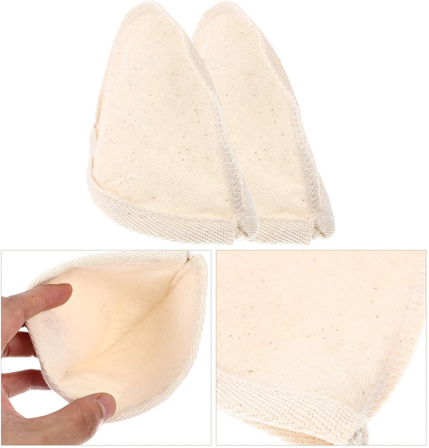 LIFKICH Reusable Coffee Filter Bag with Wooden Handle 2Pcs Large Size Milk Tea Brewing Tool Sturdy Mesh Tea Strainer Suitable for Home and Travel image number 4