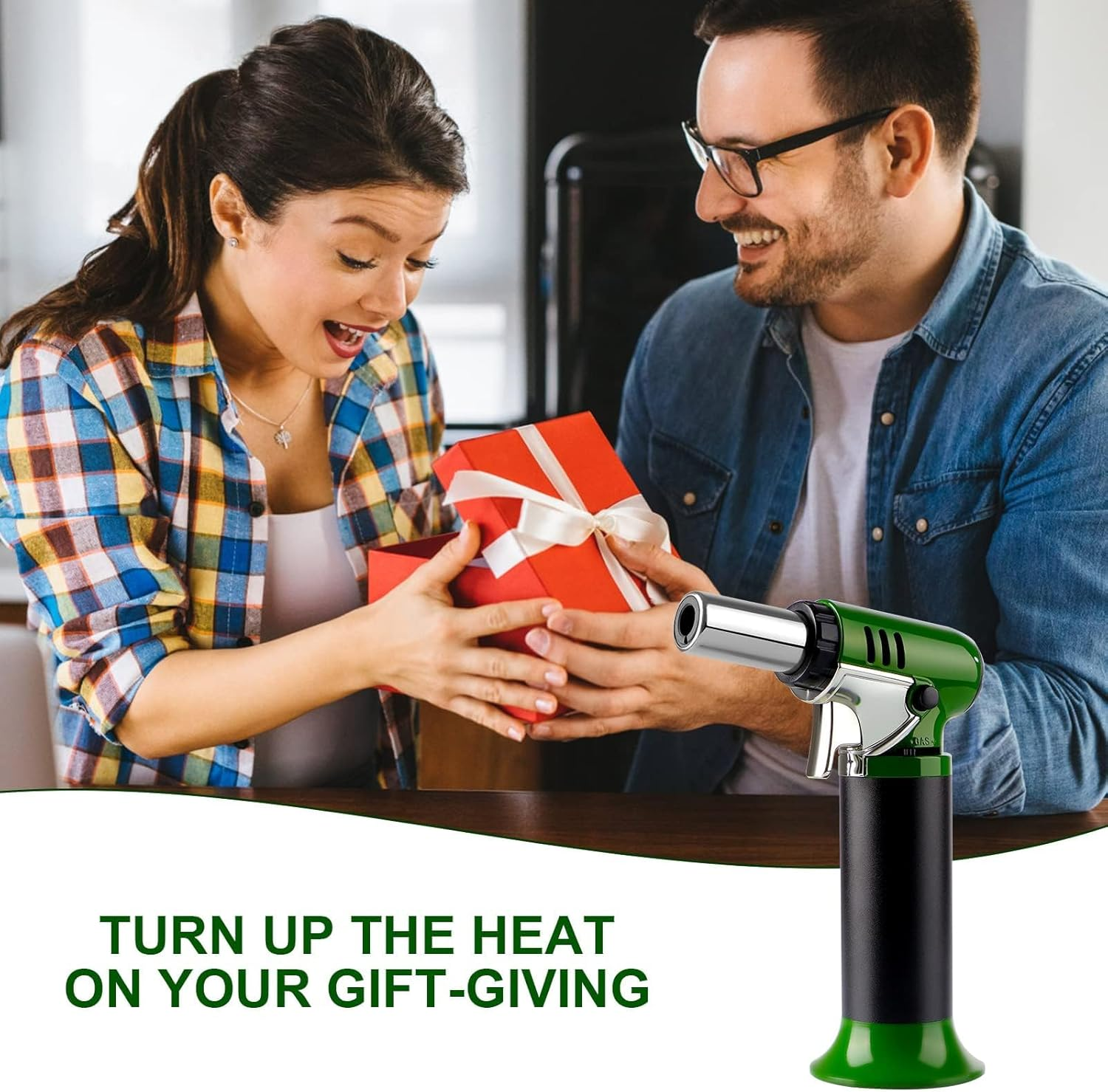 Koackl Refillable Blow Torches with Fuel Gauge -Butane Torch Lighter with Adjustable Flame for Welding, Resin Art, Kitchen Use - One-Handed Operation Gas Torch (Butane Gas Not Included)