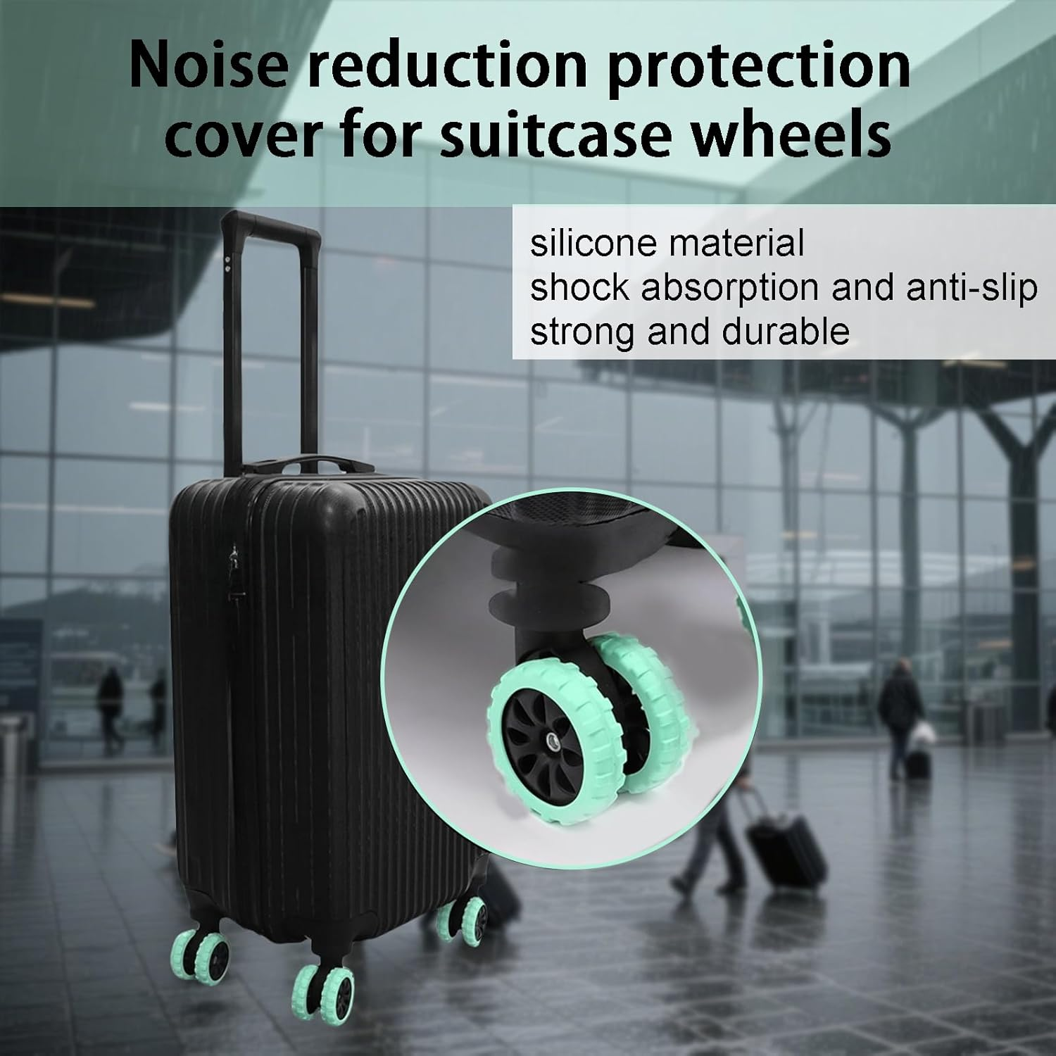 Luggage Wheel Protectors, Silicone Luggage Wheel Covers, Thickened anti - Skid & Scratch - Resistant, Essential Travel Accessories(8 Pcs, Light Green) image number 2