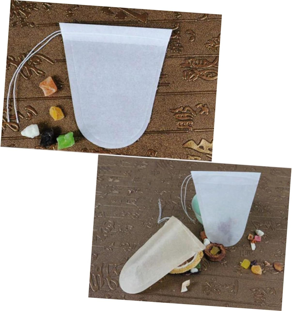 ABOOFAN 100Pcs Disposable Paper Tea Bags with Drawstring Natural Wood Pulp Filter for Loose Leaf Tea Coffee Herbal Medicine image number 6