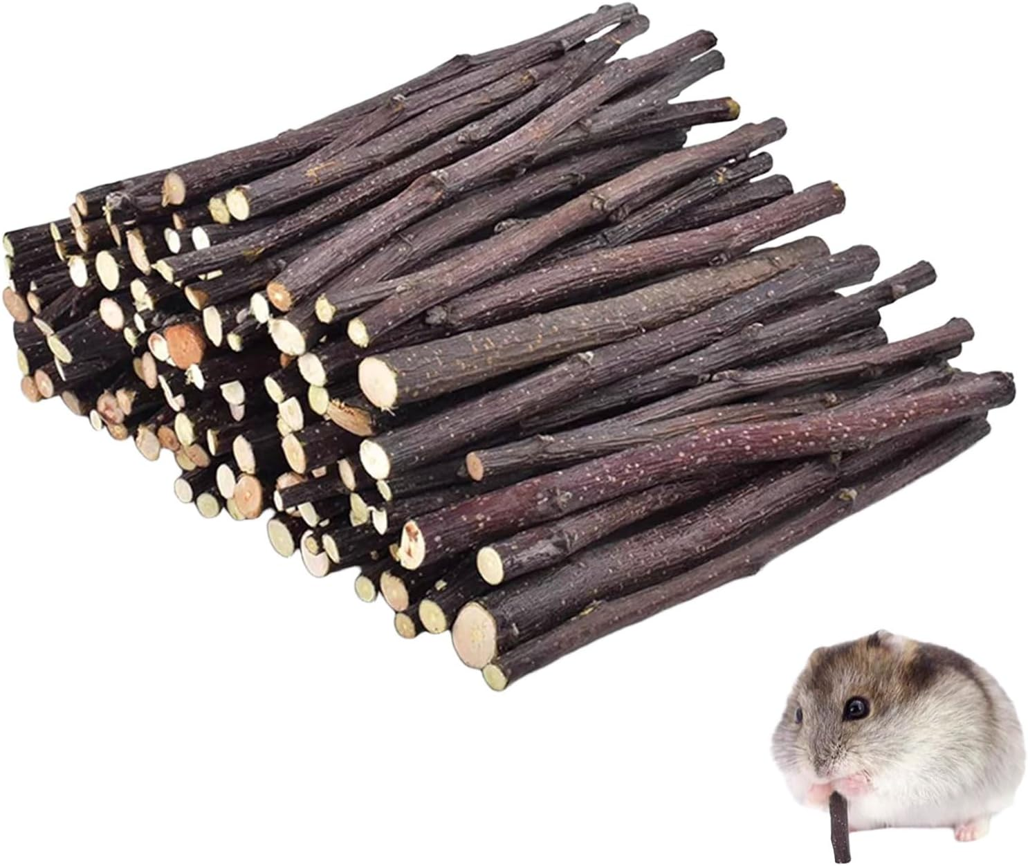 Turadh 200G Natural Apple Wood Chew Sticks,Small Animal Dental Chew Toys for Rabbits, Guinea Pigs, Chinchillas, Hamsters, Bunny Treats with Timothy Hay, Molar Teeth Stick, Rabbit Food image number 6