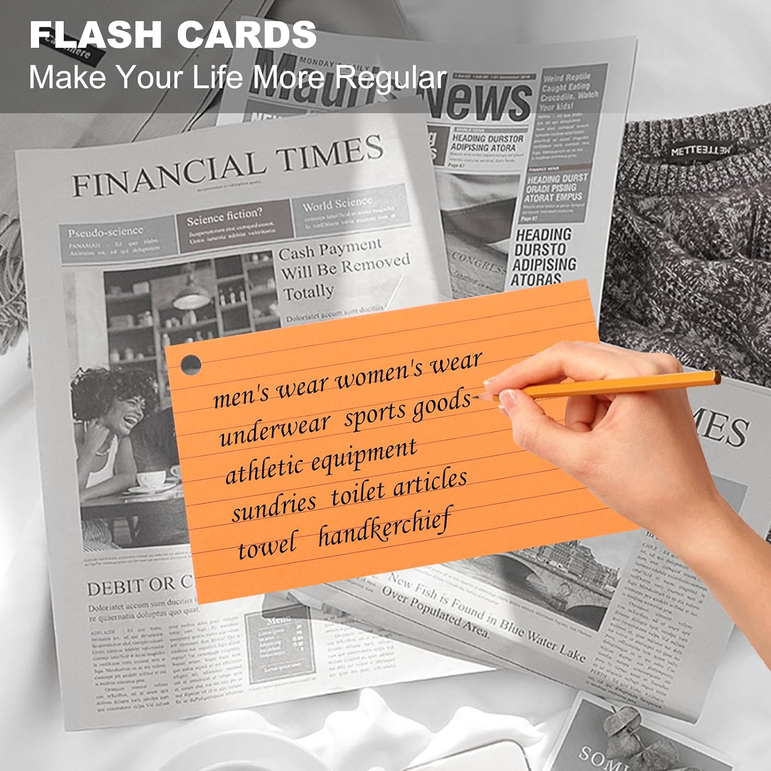 300 Pcs Index Cards，6 Pack Flash Cards Revision Coloured Card Mini Notepads with Binder Rings for Study Office Notepads School Learning Memo 5"&times;3" image number 5