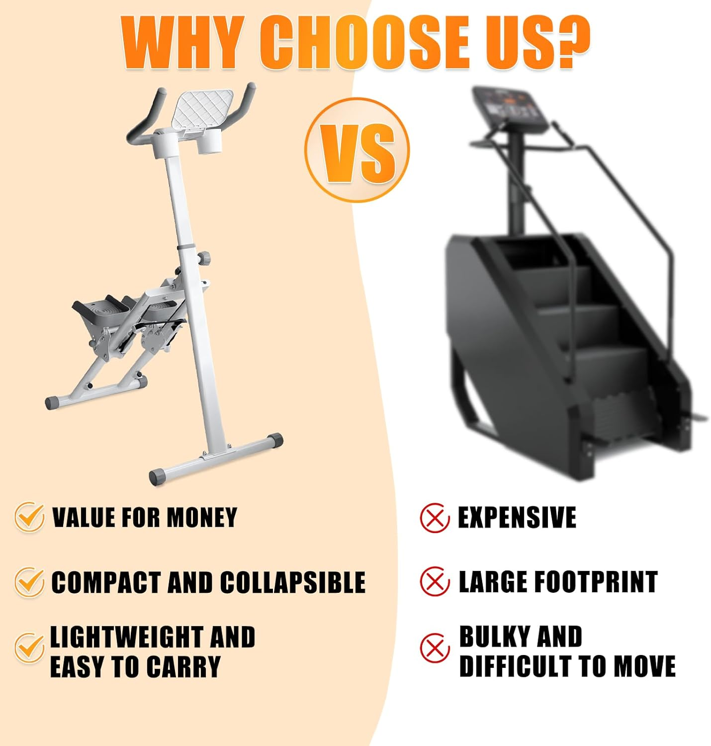 TOGIEEII Stair Stepper Folding Vertical Cardio Exercise Climber Stair-Master for Exercise at Home Full Body Workout Machine with Handlebar 242LBS Load with Adjustable Step Range Handlebar & Pedals