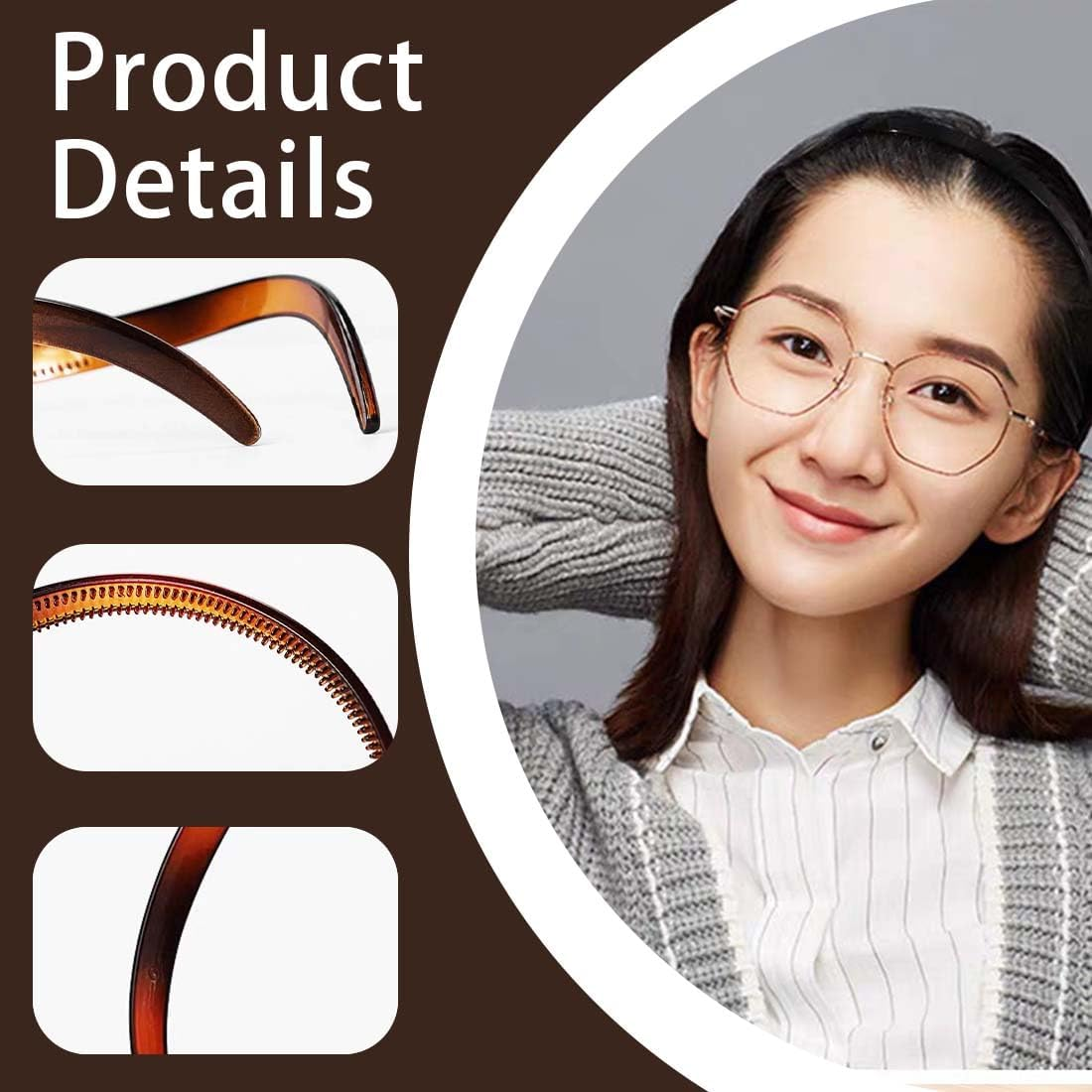 DWFEYOI Pack of 2 Plastic Headbands with Teeth Thin DIY Hair Bands Headbands for Women Girls, White Hair Band Women, Hair Band Women image number 3