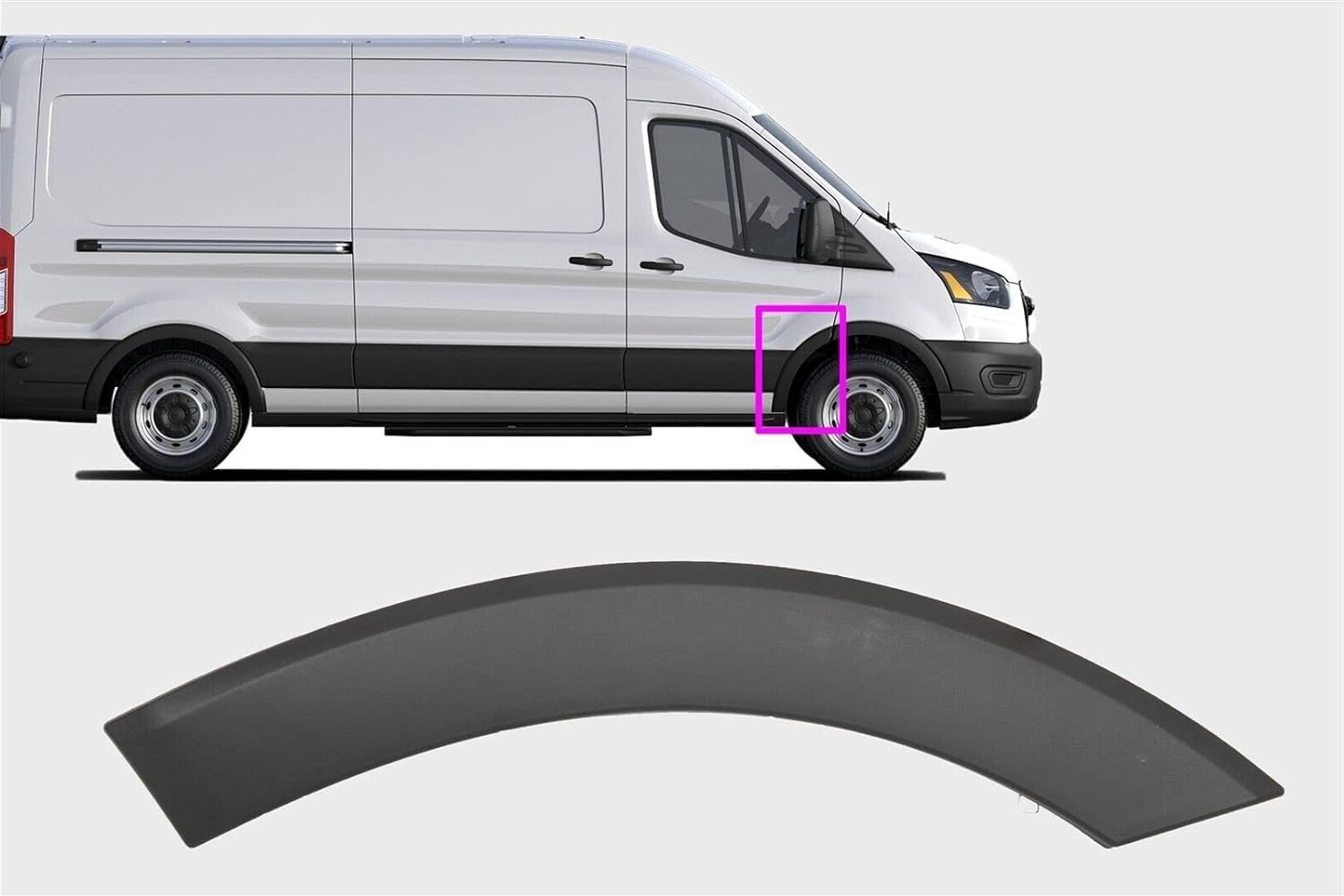 MJD Auto Parts REPLACEMENT for FORD TRANSIT 2015-2023 FRONT FLARE MOLDING TRIM 150 250 350 (LEFT DRIVER SIDE FRONT DOOR FLARE) image number 1