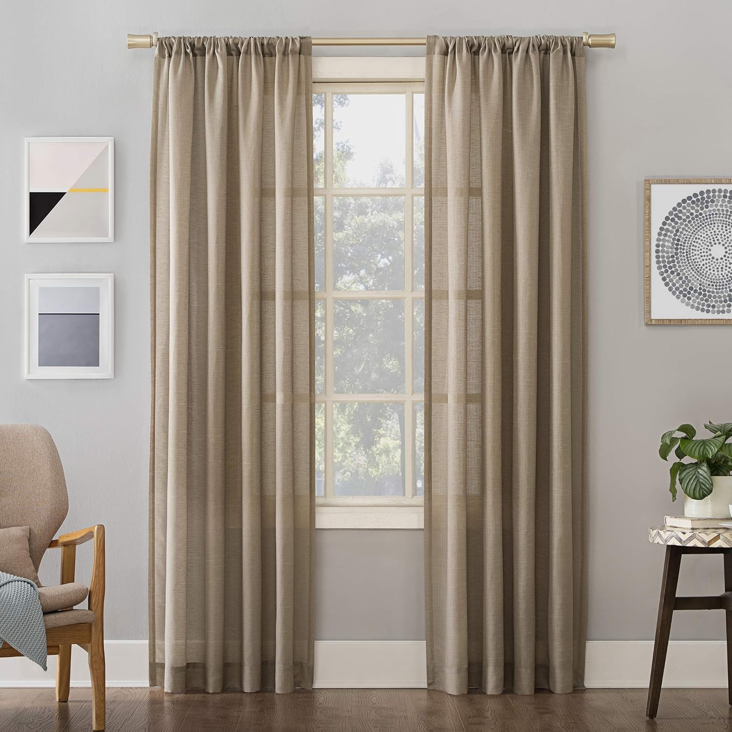 No. 918 Amalfi Linen Blend Textured Semi-Sheer Rod Pocket Curtain Panel, 54" X 84", Ivory image number 2