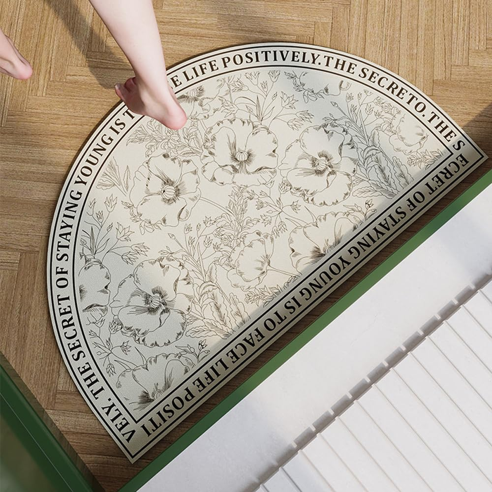 Floor Mat Kitchen Bath Rugs & Mats, Doormats, 50X80Cm Ultra-Soft Diatom Mud Bath Mat Quick-Drying Rubber Backing, Machine Washable for Bathroom, Tub & Shower &ndash; Vintage Home Decor Accessory (White)