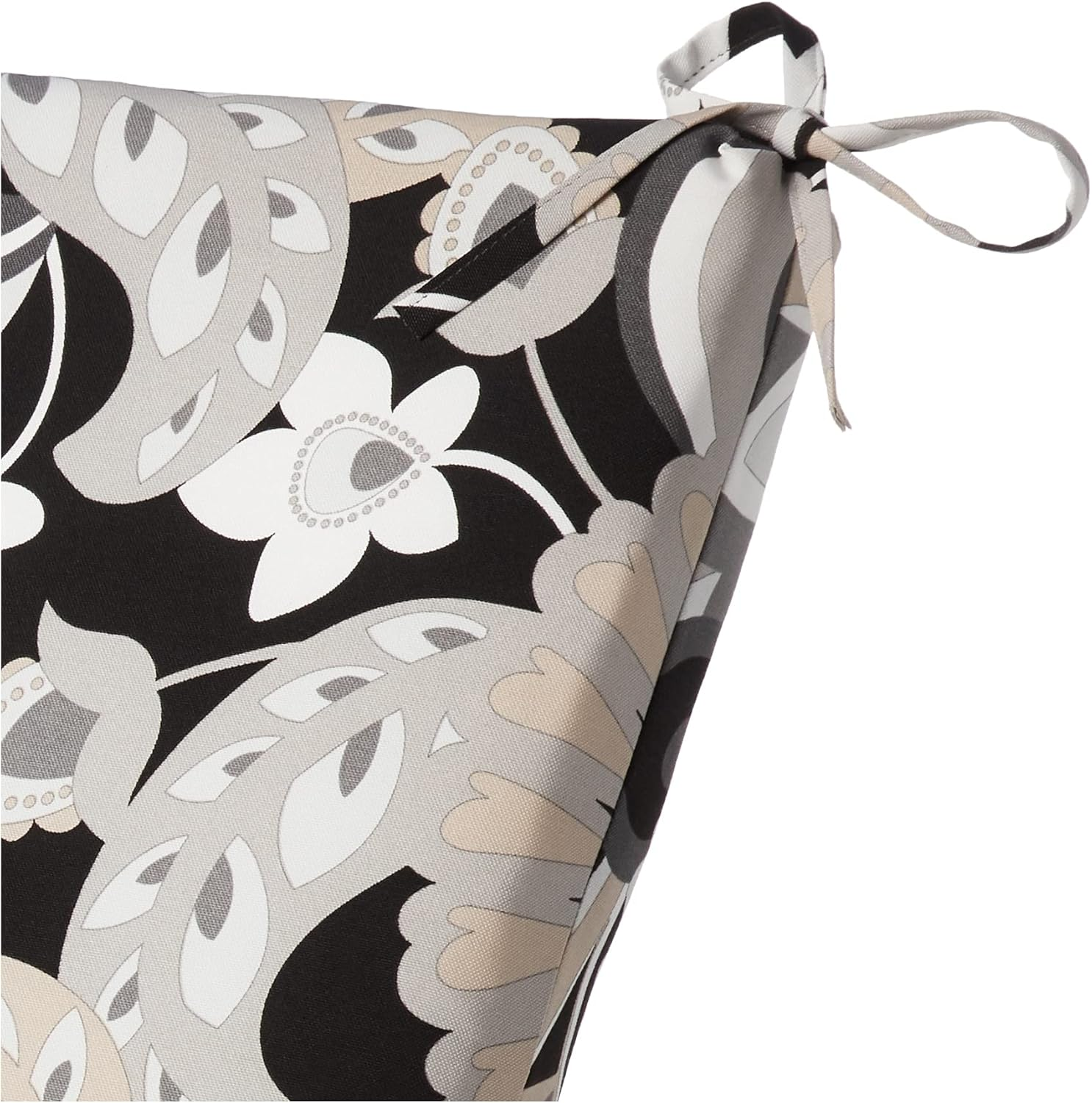 Pillow Perfect 611143 Outdoor/Indoor Sophia Graphite Square Corner Chair Cushion, 36.5" X 18", Black image number 5