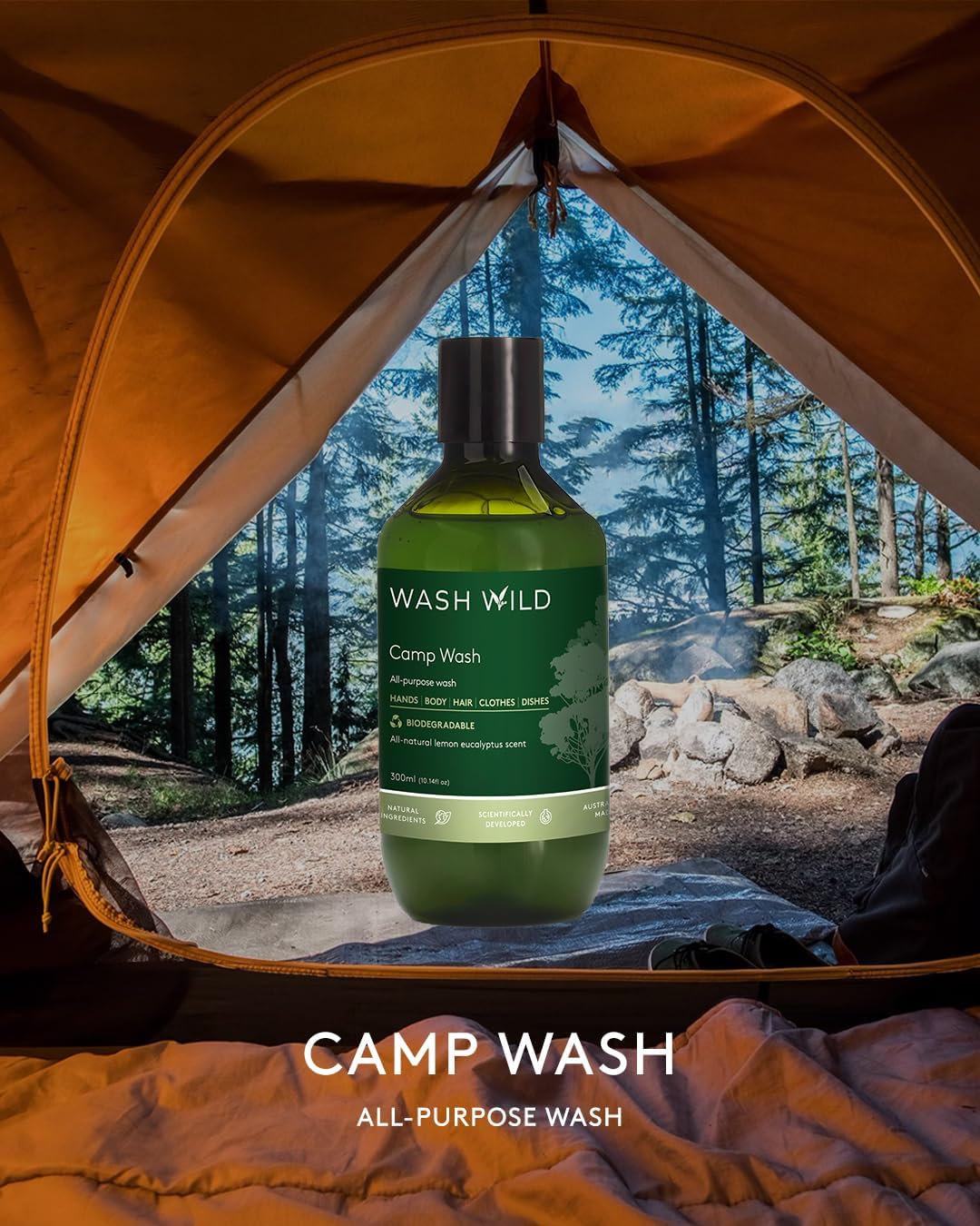 Wash Wild Camp Wash 300Ml, 100% Biodegradable Multipurpose & Outdoors Wash, Non-Toxic image number 1