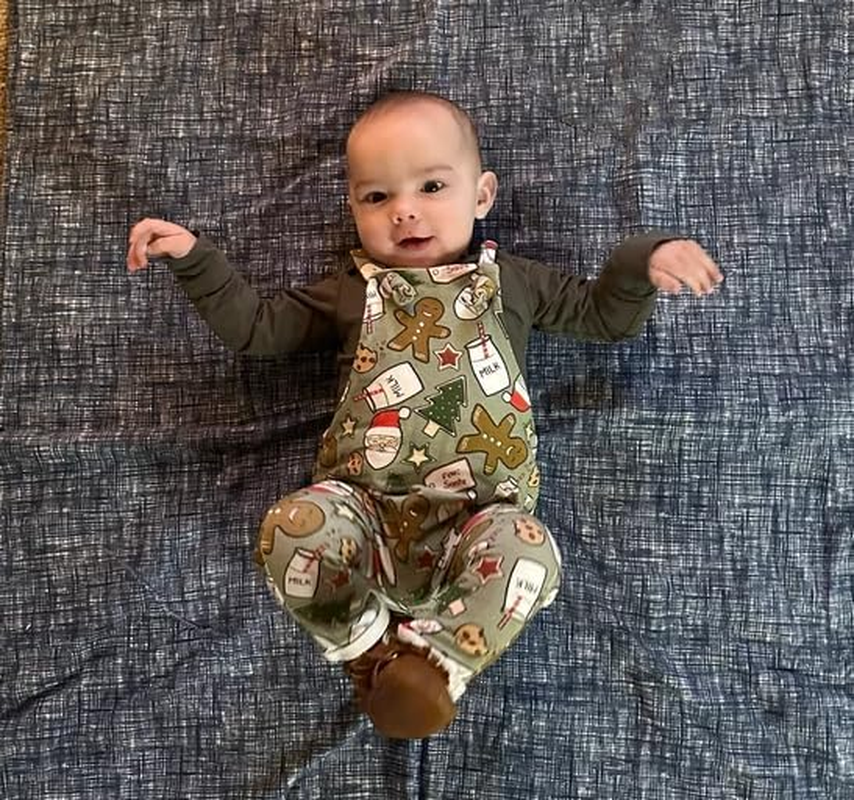 YOKJZJD Newborn Baby Boy Christmas Outfit Gingerbread Santa Suspender Pants Bib Overalls Jumpsuit Thanksgiving Clothes