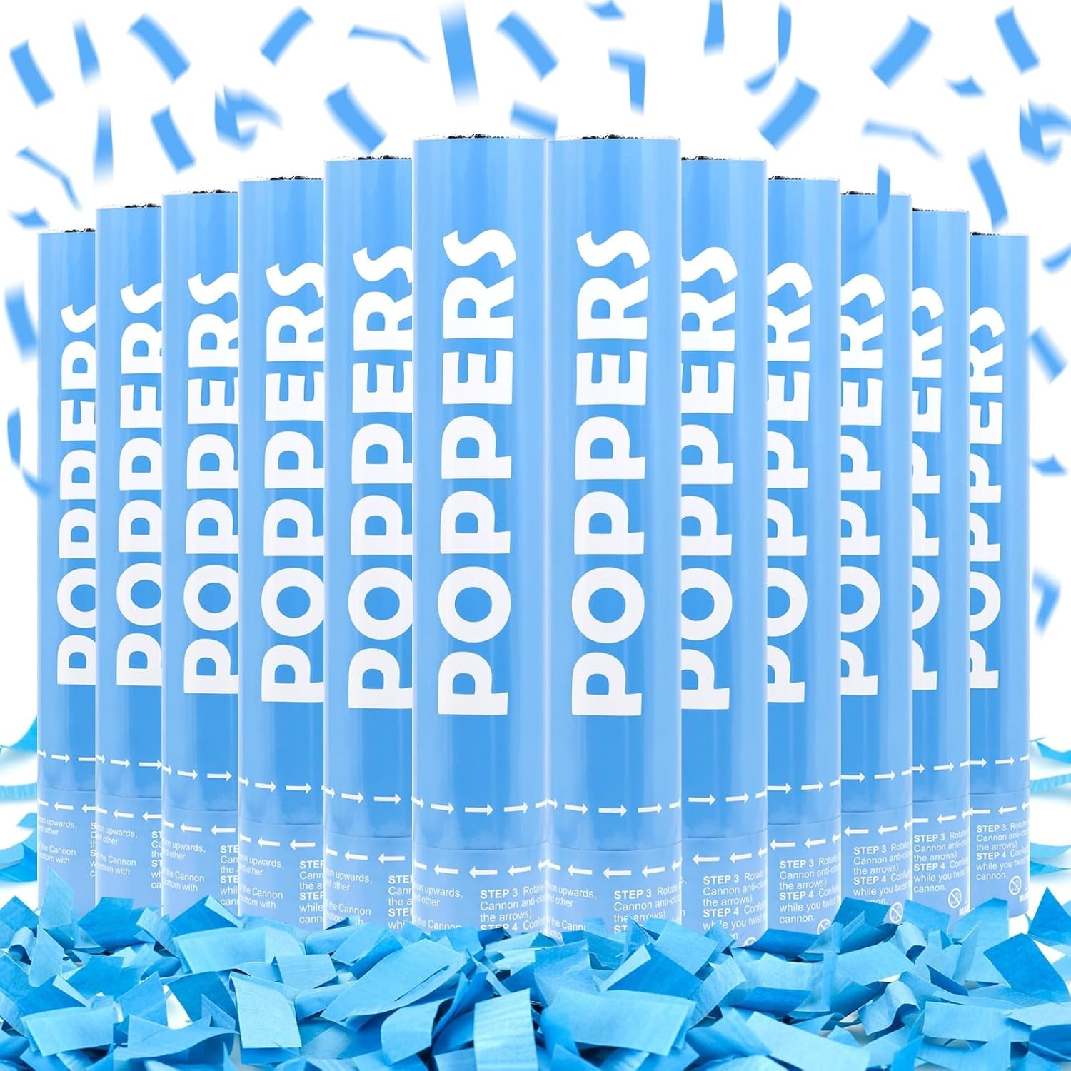 Confetti Cannon 12Pack Green Party Popper Shooters 12 Inch Confftti Poppers for Wedding Birthday Graduation Baby Shower Party Celebrations Supply Launches 20-25Ft