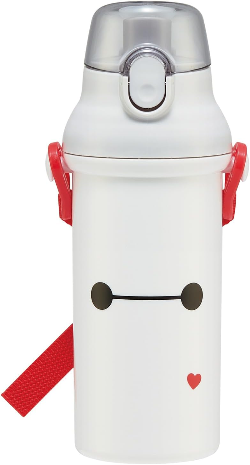 Skater PSB5SANAG Children'S Plastic Water Bottle, 16.9 Fl Oz (480 Ml), Baymax 25, Disney, One Push Type, Antibacterial Treatment