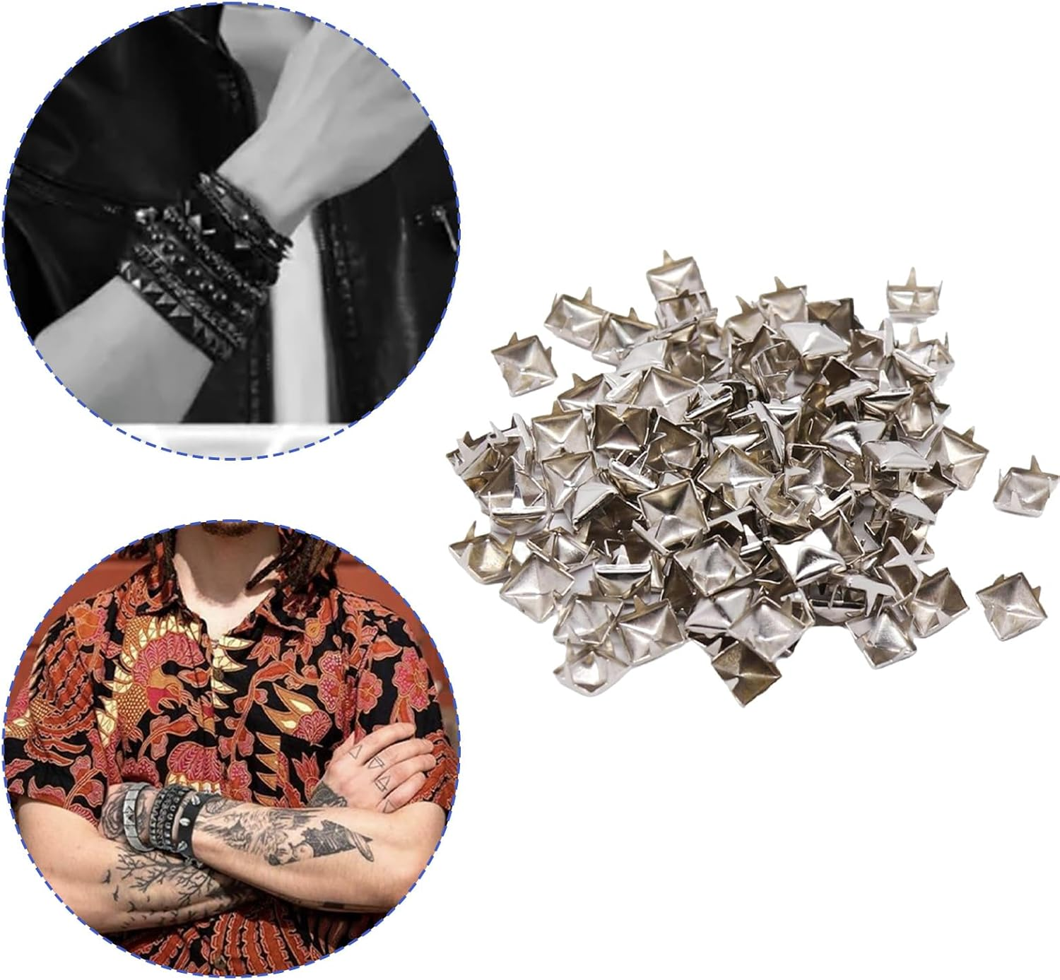 200Pcs 10Mm Square Metal Studs Spikes for DIY Punk Shoes, Belts, Clothing Decor - Silver Rivet Nailhead Accessories for Leather Craft Projects and Metal Decorations image number 5