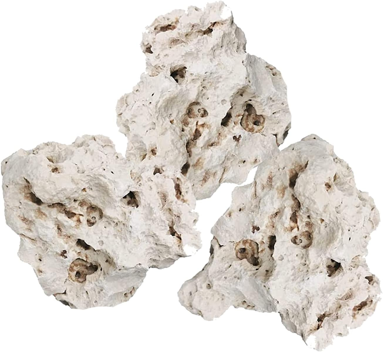 Hamiledyi Aquarium Holey Rock Stone White Coral Ornament Sea Base Rocks for Aquarium Aquascaping Natural Limestone Decor for Fish Tank Aquatic Shrimp Pet Reptile Habitat (Random Size and Quantity)