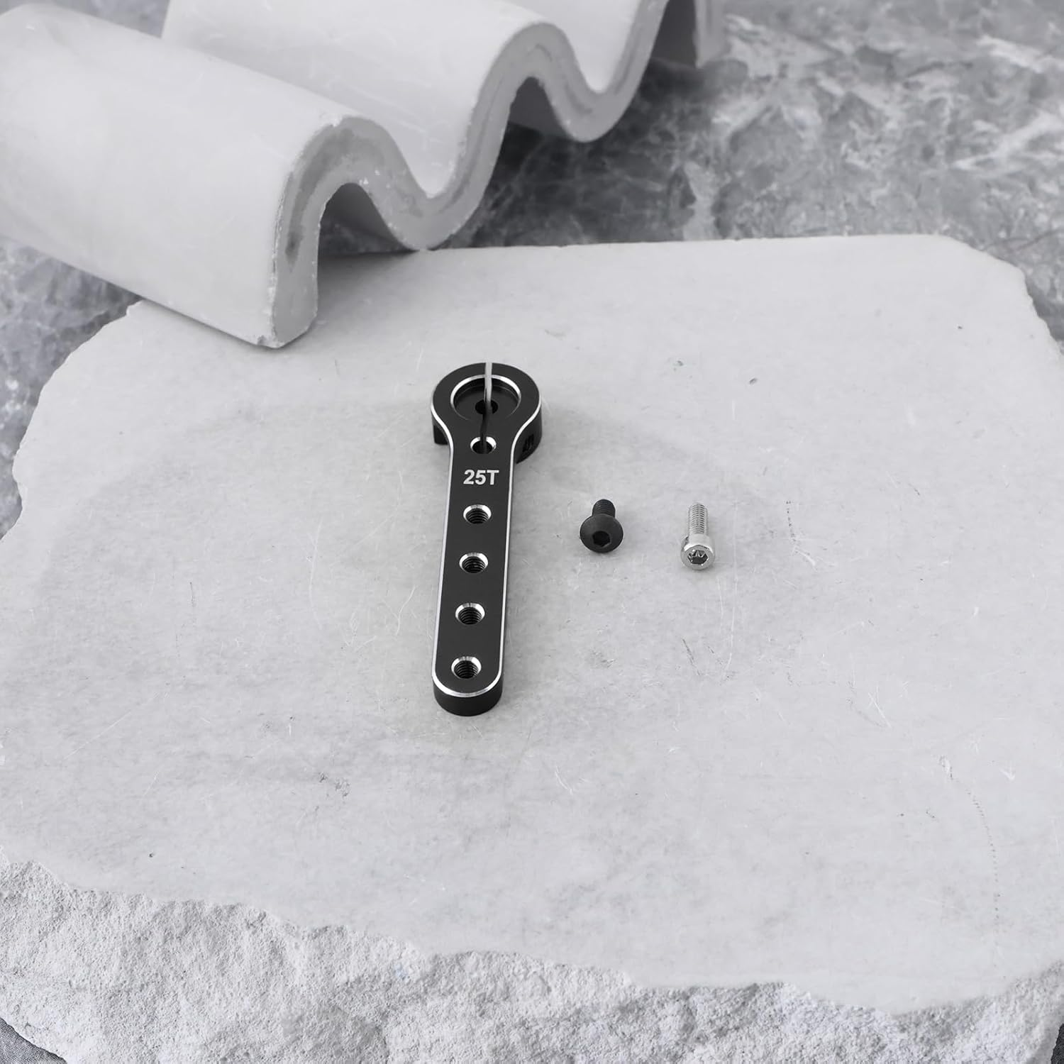 2PCS 25T RC Extension Steering Servo Arm Total Length 56Mm Compatible with 30-100CC Balsa Airplanes Compatible with Futaba, Black