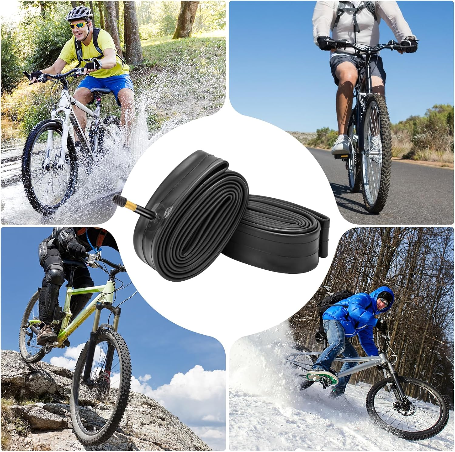 Yunscm 2 PCS 26X2.25 Bike Tubes Heavy Duty,26X2.10/2.40 Bike Inner Tubes Schrader Valve 48Mm,26 2.10 Bicycle Tubes,26X2.40 Bike Tubes,Bike Tubes 26 Inch 2.35,26X2.25 Mountain Bike Tubes image number 1