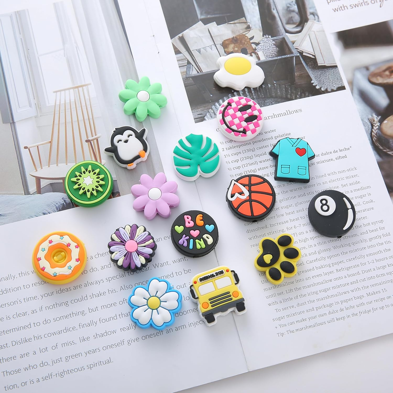 Silicone Focal Beads for Pens & Keychains, Bracelet &ndash; Bulk DIY Jewelry Making Kit, Creative Designs | Random Non-Repeat Beadable &ndash; Animals, Food, Sports, Fruit Themes with Extra Gift Pen (50 Pieces) image number 3