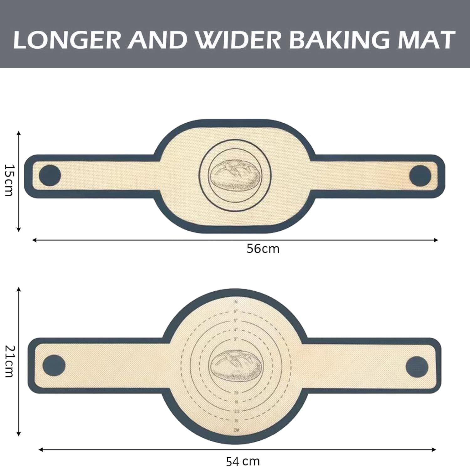 2PCS Silicone Bread Sling Oval and round for Dutch Oven, Silicone Bread Baking Mat with Extra Long Handles for Sourdough Transfer, Nonstick＆Reusable Bread Baking Mat, Gray