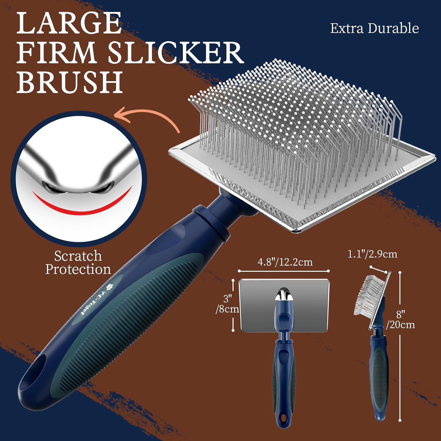 Gentle Slicker Dog Brush with Protective Ball Pins- Soothing Massage Brush for Sensitive Skin & Coat Care- Professional Grooming Brush for Long Haired Dogs & Cats image number 5