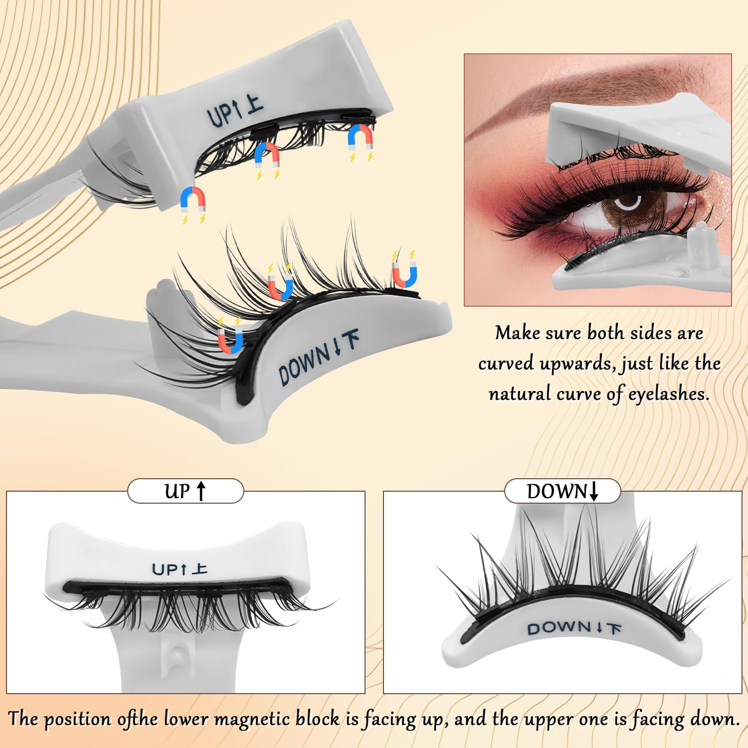 Necomi Magnetic Eyelashes, 3D Natural Look Lashes with Applicator, Reusable Magnetic Eyelashes Kit，2 Pairs False Eyelashes, No Glue Needed, Easy to Wear and Remove image number 6