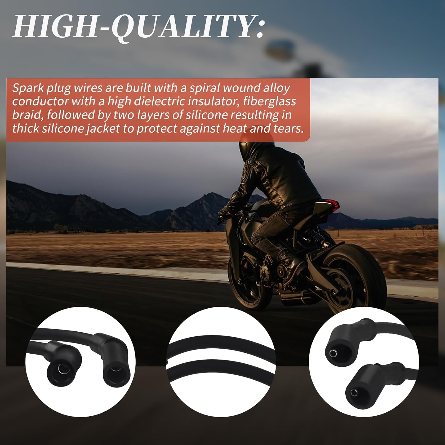 10.4Mm Black Spark Plug Wires Compatible with Harley Davidson Buell 2003-2010 XB9 XB12 Series Machines