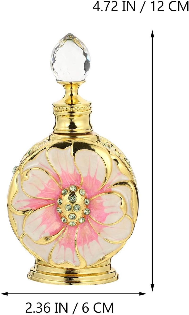 BCOATH 12Ml Pink Rose Shaped Glass Essential Oil Bottle Cosmetic Perfume Dispenser Refillable Storage Container for Personal Care and Travel Use image number 1