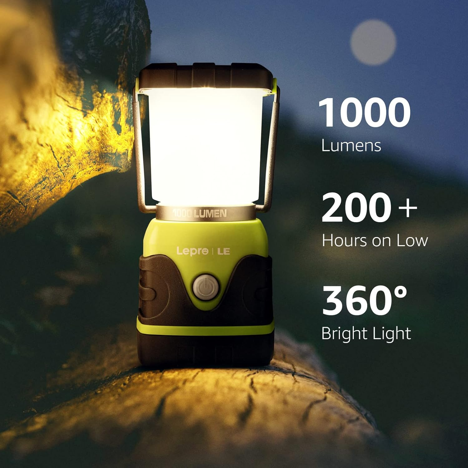 LE Camping Lantern, 1000 Lumen Camping Lights Battery Powered, Dimmable Warm to Cool White Modes, Tent Lights with Long Battery Life, Camping Accessories for Outdoors and Emergency, Pack of 2 image number 2