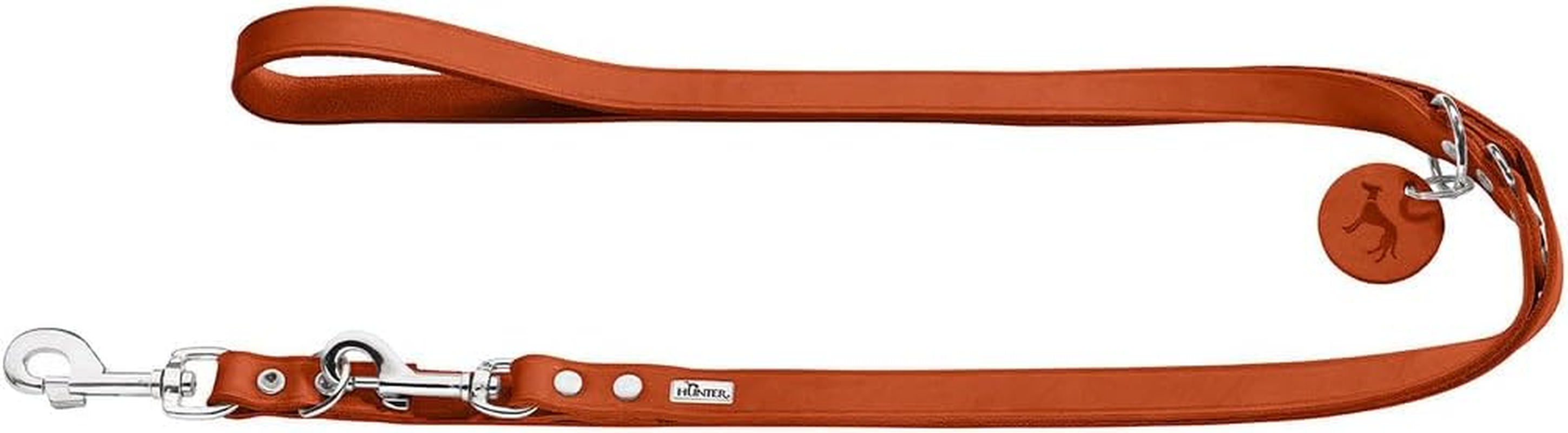 Hunter Adjustable Leather Dog Lead, Colour: Purple, Extra Durable, 3-Way Adjustable, with Leather Key Ring, Made in Germany, Size: 13/200