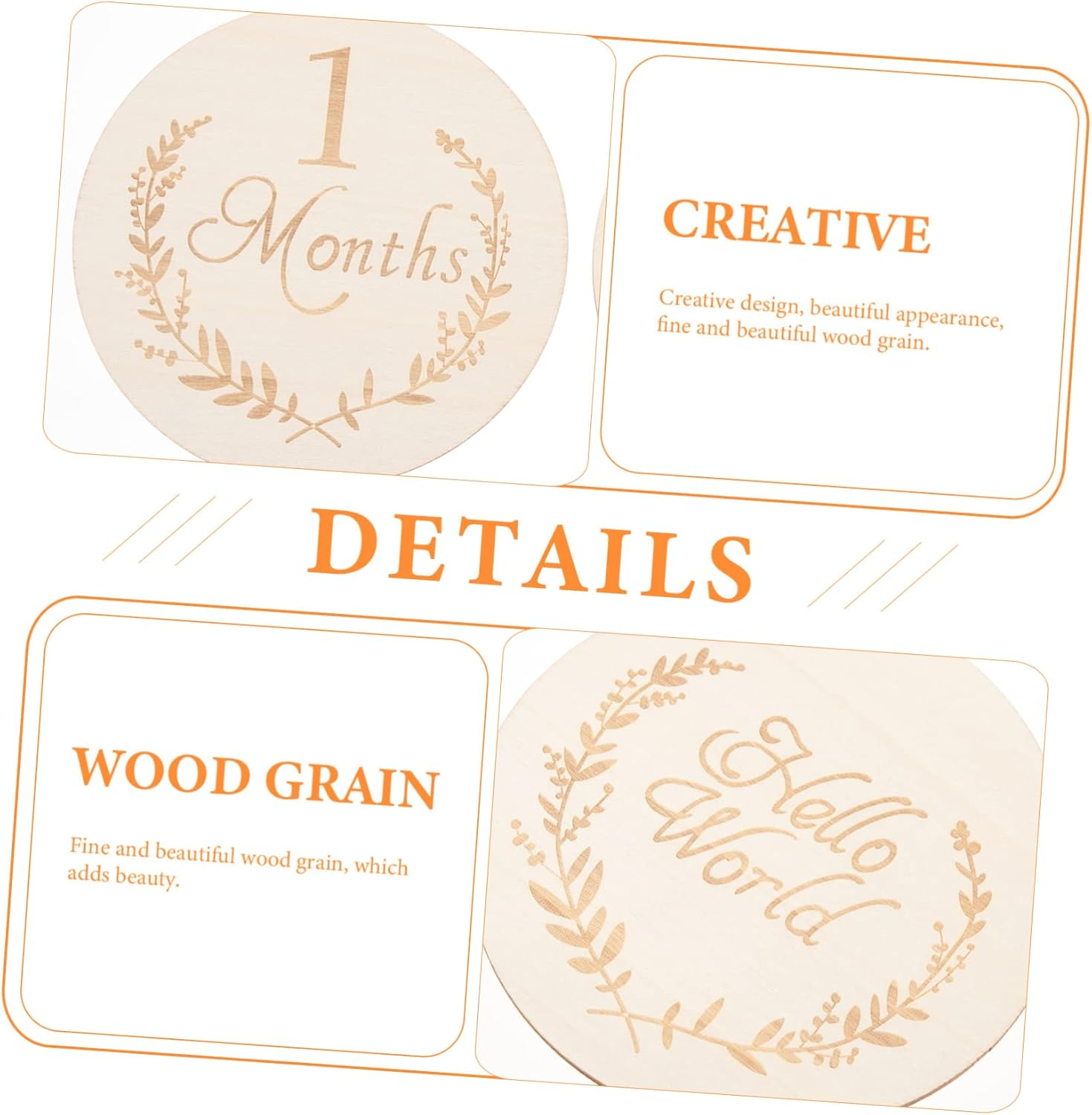 WEKAMOS 13Pcs 100Mm Wooden Slices Infant Growth Cards Baby Monthly Milestone Photography Props Natural Poplar Wood Party Supplies image number 4