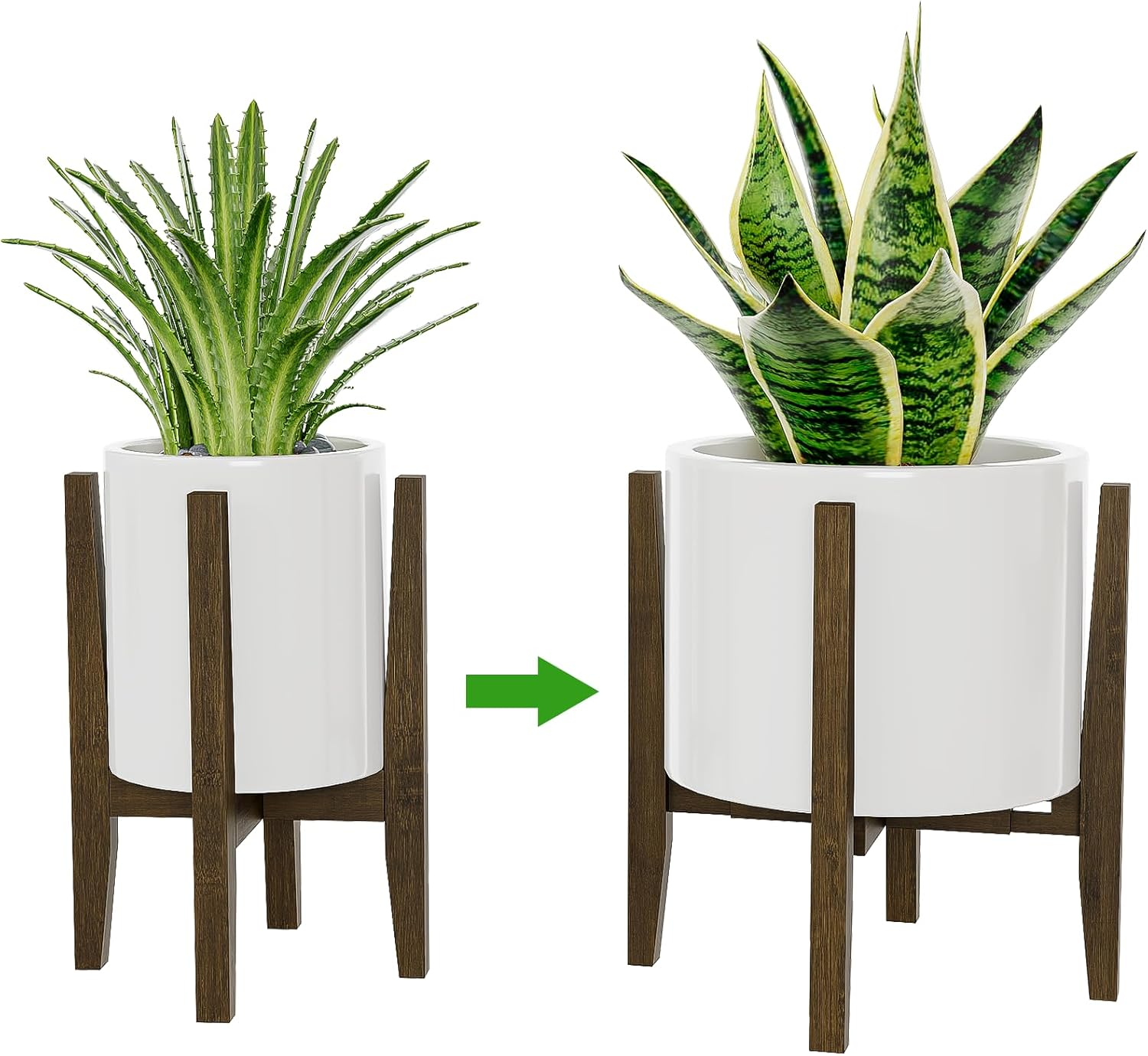 Bamworld Adjustable Plant Stand Indoor, Bamboo Indoor Planter Stand, Mid Century Modern Flower Pot Holder Rack, Fit 7.8'' to 12'' Planter image number 4